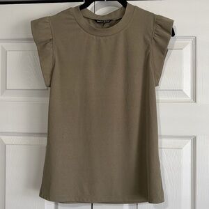 Olive Ruffle Sleeve Blouse